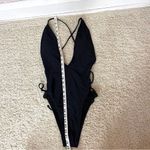 SheIn Black One Piece Swimsuit with Plunging V-neck and Criss-Cross Straps Photo 2