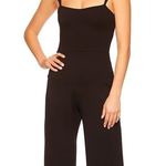 Line and Dot  jumpsuit, cropped wide leg, ruffled straps, relaxed fit, black, S Photo 0