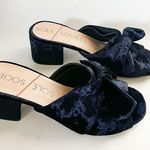 Sole Society Blue Velvet Bow Slide Sandals 9.5 Photo 0
