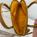 Anne Klein  Small Billie Faux Leather Dome Top-Handle Bag Satchel Brown Yellow Photo 4