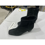 Nine West Womans  Solset Size 9.5 W Black Square Toe Zip Block Heel Ankle Boots Photo 2