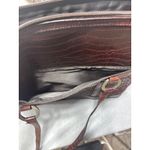 Coldwater Creek Laptop Tote Bag Faux Croc Leather Woven Brown Shoulder Bag Work Photo 4