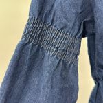 Reborn Denim Blue mini Dress embroidered Floral bell Sleeve tunic raw hem boho L Size L Photo 5