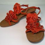 Nine West Orange Floral Sandals Photo 0