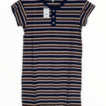Madewell Dress Women XXS Striped Henley Tee Dress Hemp Blend Preppy Casual Photo 0