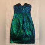 Windsor strapless deep v blue green sequin mini party dress NWOT Photo 1