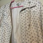 Studio Works Womens Full Zip Windbreaker Cream and Black Polka Dot Size Petite M Photo 2