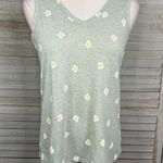 Nicole Miller  V Neck Daisy Print Tank Top Pale Green-Small Photo 0