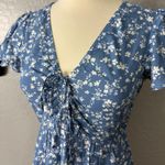 Gap  Ruched V-Neck Maxi Dress, Blue, XS Petite 822308 Photo 0