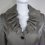 Vintage Niteline ruffle collar metallic grey cocktail blazer jacket, Petite 4 Gray Size 4P Photo 3