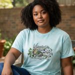 Anvil Light Blue green tie dyed Graphic T-Shirt virginia girl! Photo 1