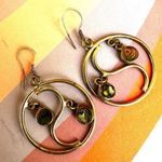 Sterling silver abalone onyx yin yang circle earrings Photo 3