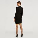 Wolford Thelma Strip Cardigan Ribbed Virgin Wool Fitted Zip Dress | Black | M Size M Photo 1