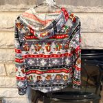 No Boundaries  Gray and Red Festive Fox Hoodie Small 3/5 Microfleece Photo 3