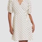A New Day  Black and White Puff Sleeve Mini Wrap Dress 2X Photo 0