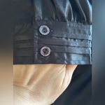 Buttons Color Style Black Satin short Striped Sleeves Metal V Neck Ruffles SZ XL Photo 8