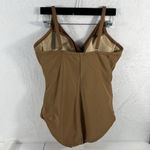 Shape Fx  Swim Plus 16W One Piece Swimsuit Brown Tummy Smoothing Faux Wrap Ruched Photo 2