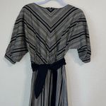Vintage modest dress vertical stripes with belt 1980s 1970s Photo 1