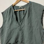 Aerie  Pool to Party Cropped Shirt in Green Size Medium Cotton Gauze Top Photo 3
