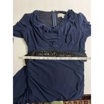 Badgley Mischka  Navy Formal Gown Beaded Empire Waist Long Sleeve 10 MOB Event Photo 6