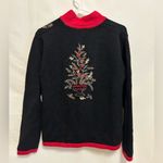 Breckenridge Vintage 90’s Christmas Tree Embroidered Zip Front Holiday Cardigan Size PL Photo 4