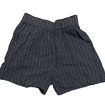 OAT New York Linen Cotton Blend Navy Camel Striped High Rise Shorts (S) Photo 0