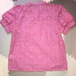 J.Crew Puff Sleeve Eyelet Popover Top Button Ruffle Embroidered Pink Camisole Photo 8
