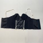 Black Bustier Top with White Embroidery size 36C Black Photo 2