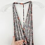 Free People Daria Halter Maxi Dress Black Orange Low Back Wrap Slit Plunge Photo 8