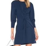 Tibi Lace Up Front Twill Dress Navy 6 Photo 0