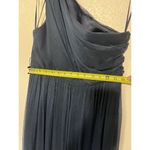 Amsale Sz 10 Navy Blue Silk Dress Formal One Shoulder Classic Bridesmaid Long Photo 8