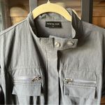 White Fox Boutique White Fox utility belted mini dress short sleeve denim high neck zip up pockets Photo 2