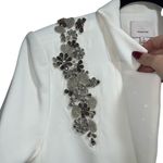 Cinq A Sept Kylie Diamond Daisies Embellished Blazer Jacket In Ivory/Smoke White Size 10 Photo 4