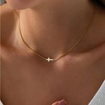 Gold Cross Pendant Necklace Photo 0