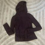 Yogalicious  purple wine hooded knotted long sleeve top Photo 0