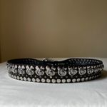 Vintage Nanni Italy Turquoise Concho Studded Leather Belt Black Silver 95/38 Black Photo 3