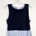 Crown & Ivy Crown Ivy Size Small Dress Sleeveless Navy Blue Pinstripe Scalloped Mini 1584‎ Photo 2