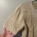 Vintage Knot Sweater Button Up Shirt Crochet‎ Embroidered Cottage Grandma Core Yellow Photo 1