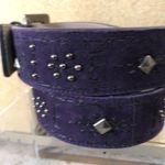 Donald Pliner Belt Dark Purple Suede Embellished Silver Metal Studs New NWT $225 Photo 3
