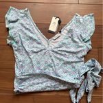 Cabana Life Crop Top With Tie Size M Blue Size M Photo 1