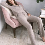 Heartloom 💕💕 Lilah Henley Sweater + Nikita Wide Leg Pant Taupe Ribbed  L NWT Photo 0