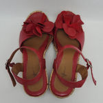 Jaclyn Smith Women's  Red Faux Leather Flower Cork Wedge Sandals Size 7M Photo 3