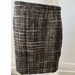 Vintage Cartoon Fashion Brown White Wool Blend Tweed Pencil Skirt Size 6 EU 42 Photo 0