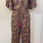 Raga Anthropologie Floral Off Shoulder Bell Sleeve Jumpsuit S NEW Photo 0