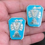 Indian Lore Genuine Copper Porcelain Enamel Inlaid Thunderbird Clip On Earrings Blue Photo 5