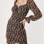Nasty Gal NWOT  Floral Long Sleeve Tie Bust Mini Dress Photo 0