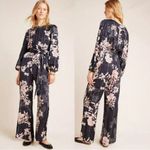 Anthropologie  harlyn black‎ floral long sleeve jumpsuit women’s size S Photo 1
