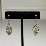 Sterling Silver Abalone Shell Marquise Drop Earrings With Filigree Design Photo 6