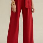 Anthropologie  Paperbag Wide Leg Trousers in Red Size Large US 14 Photo 1