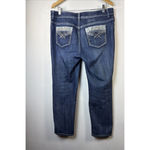 Chico's 1.5 size10 Rhinestone Denim Jeans Platinum Y2K party embellished bling Photo 7